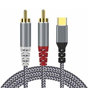 USB C to 2 RCA Audio Cable 6.6 Ft Type-C to RCA Male to Male Y RCA Splitter